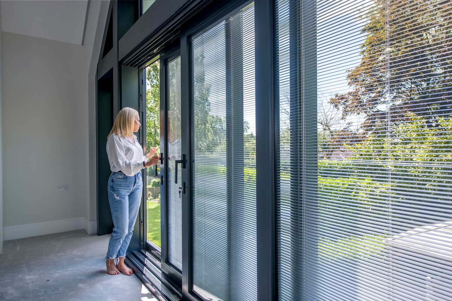 Blinds in Glass in Hatfield: integral blinds in anthracite sliding doors