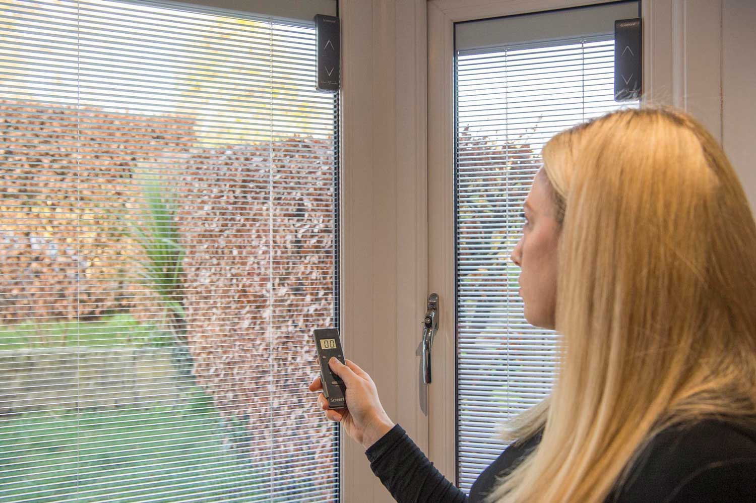 Blinds in Glass in Hatfield: handheld remote control for integral blinds in French doors