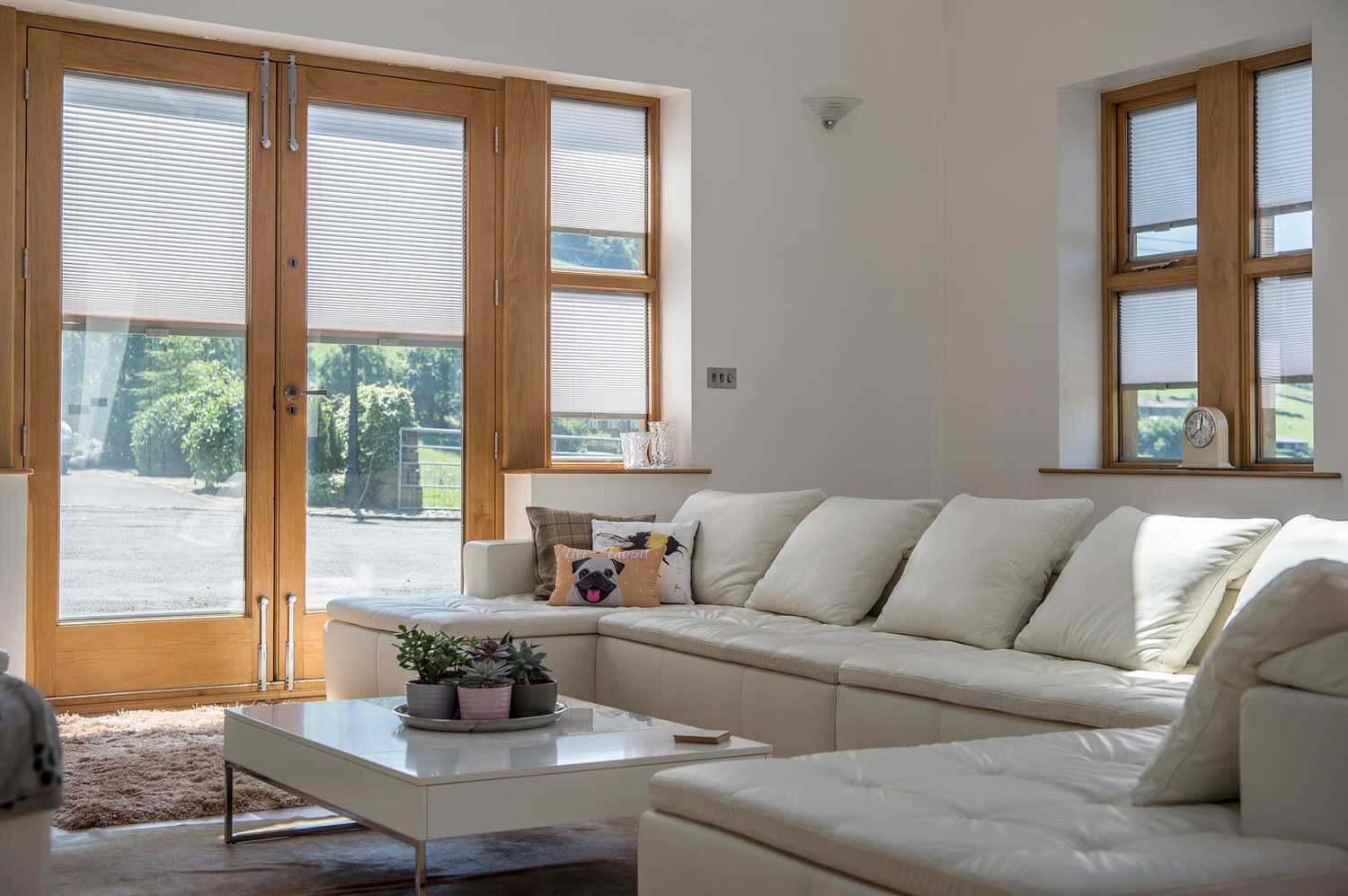 Blinds in Glass in Hatfield: integral blinds in living-room oak French doors