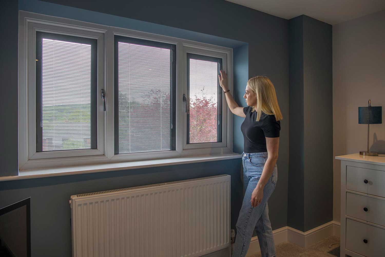 Blinds in Glass in Hatfield: adjusting magnetically controlled integral blinds in a bedroom window
