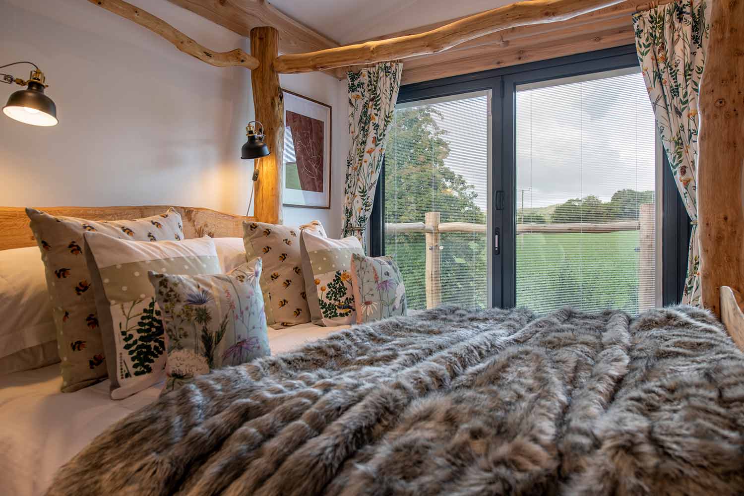 Blinds in Glass in Hatfield: integral blinds in bedroom garden doors with a countryside view