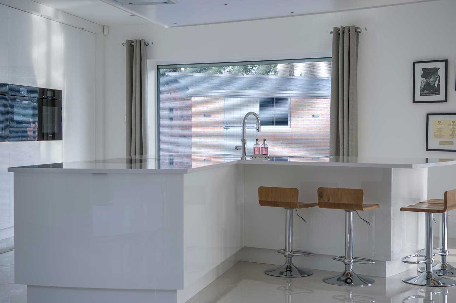 Blinds in Glass in Hatfield: integral blinds in a white gloss kitchen window