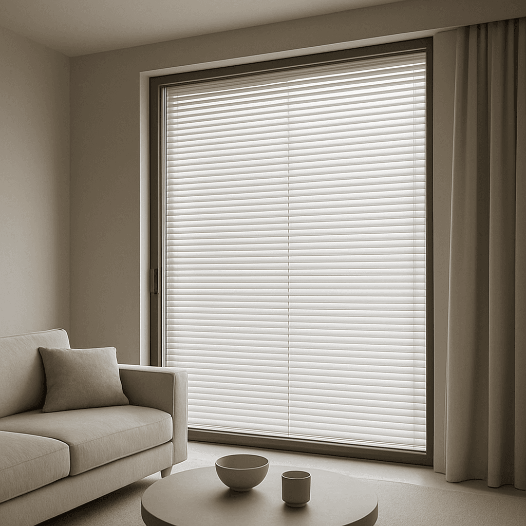 Uni-Blinds sealed unit showing the integral blind protected inside the glass.